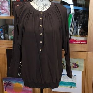 Ted Baker London Brown Silk Pullover Shirt